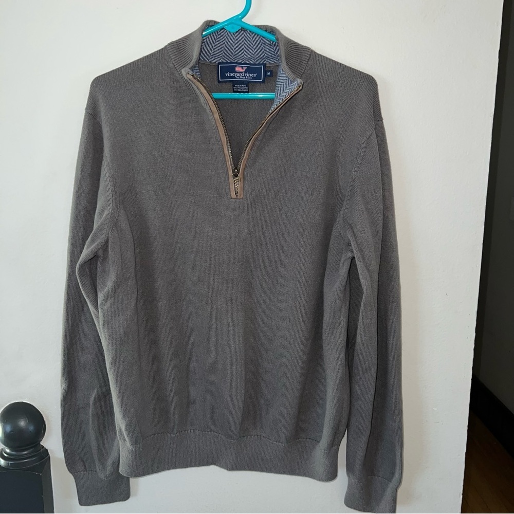 Vineyard Vines Cotton-Alpaca Blend 1/4 Zip Pullover Sweater - Size Medium - Picture 2 of 8